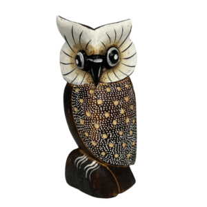 Medium Hand-Carved Thin Wooden Owl