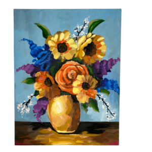 Original Floral Vase Painting by Leighann Santiago – 18" x 14"
