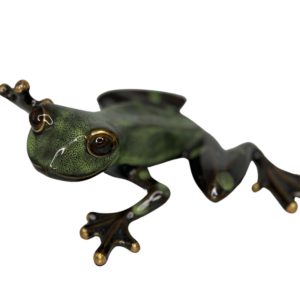 Olive Green Ceramic Frog with Dark Brown Spots