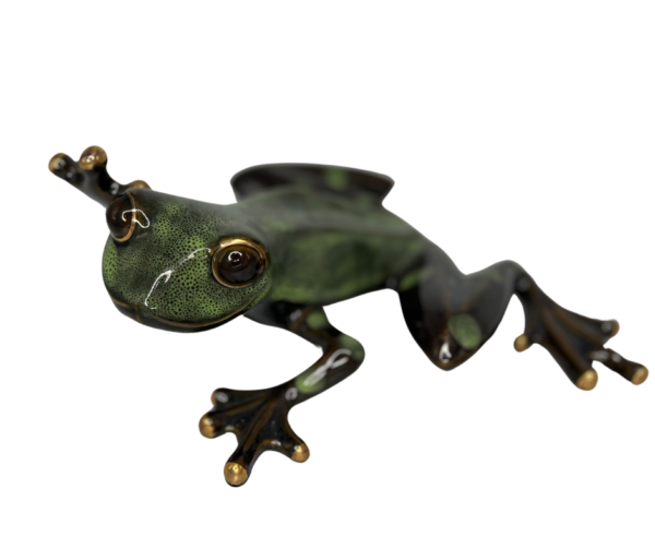 Olive Green Ceramic Frog with Dark Brown Spots