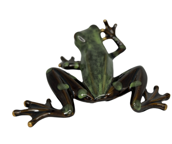 Olive Green Ceramic Frog with Dark Brown Spots - Image 2