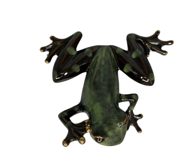 Olive Green Ceramic Frog with Dark Brown Spots - Image 4