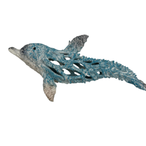 Coral-Style Blue Dolphin Statue