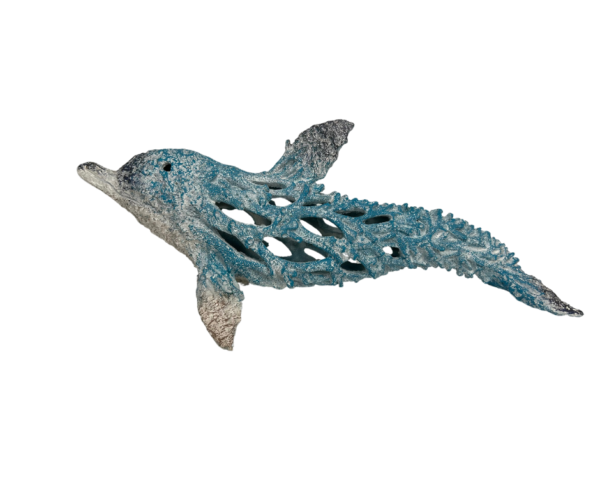 Coral-Style Blue Dolphin Statue
