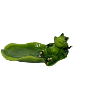 Leaf Dish Frog Figurine