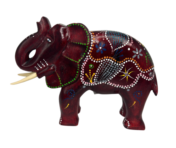 Hand-Painted Wooden Elephant - Image 2