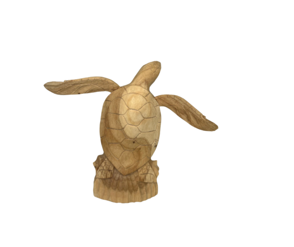 Hand-Carved Wooden Turtle Standing Upright