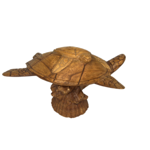 Hand-Carved Wooden Turtle with Baby Turtle