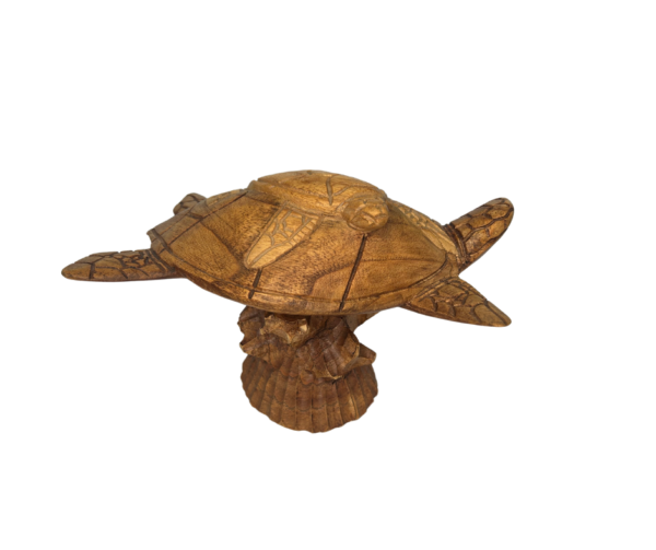 Hand-Carved Wooden Turtle with Baby Turtle