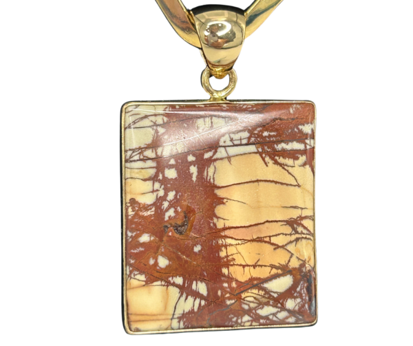 Charles Albert Jasper Stone Pendant on Gold Metal Necklace - Image 2