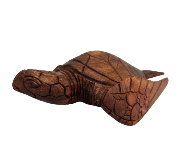 Carved Dark Wood Sea Turtle - Image 3