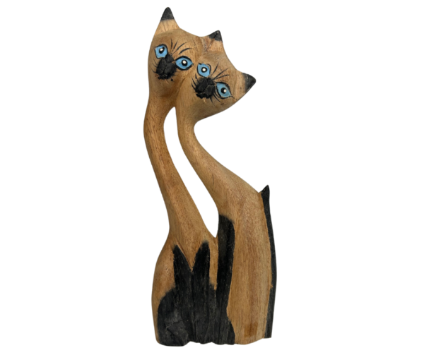 Wooden Carved Siamese Cats