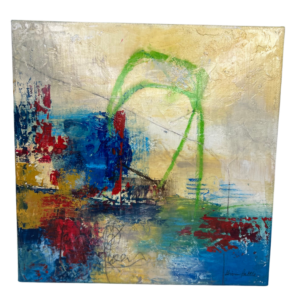 Abstract Color Multimedia Painting by Local Artist Gina Battle (Signed)