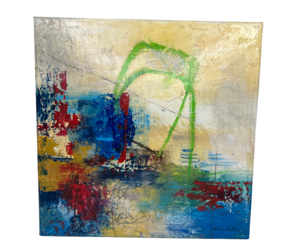 Abstract Color Multimedia Painting by Local Artist Gina Battle (Signed)