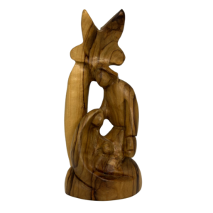 Olive Wood Holy Family with Palm Tree