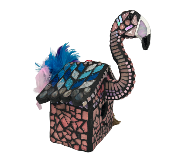 Mosaic Flamingo Birdhouse - Image 2