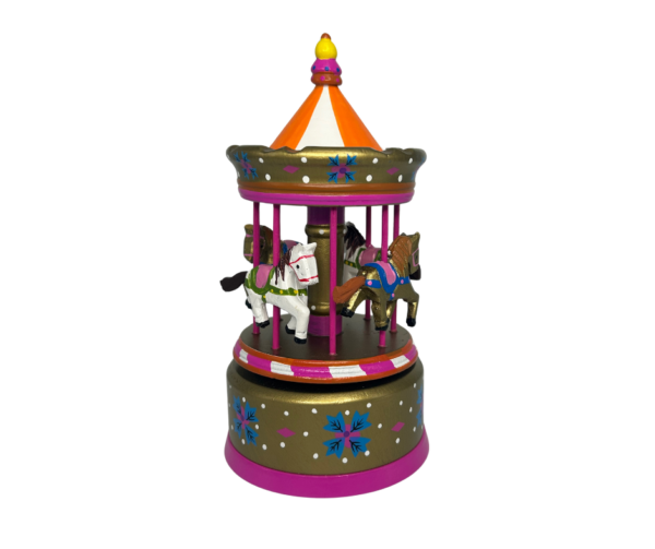 Pink and Orange Handmade Mini Carousel - Image 2