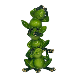 Bright Green “Hear No Evil, See No Evil, Speak No Evil” Stacked Frogs