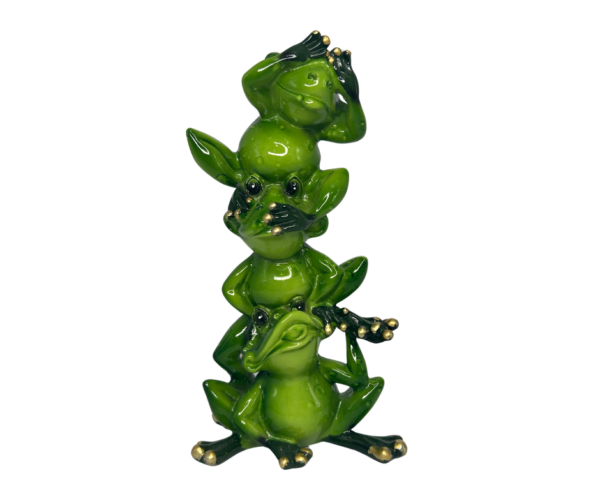 Bright Green “Hear No Evil, See No Evil, Speak No Evil” Stacked Frogs