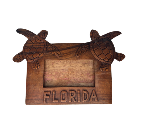 Wooden Carved Sea Turtle Florida Picture Frame