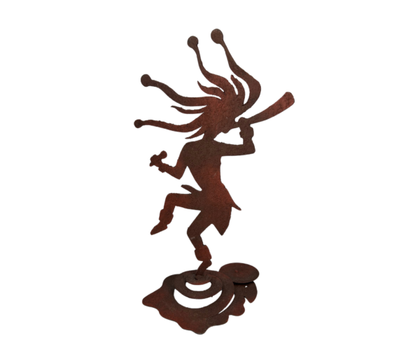 Metal Cutout Dancer with Bouncing Ring Base - Tribal Textured Design - Image 2