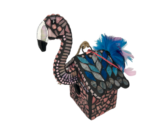 Mosaic Flamingo Birdhouse - Image 3