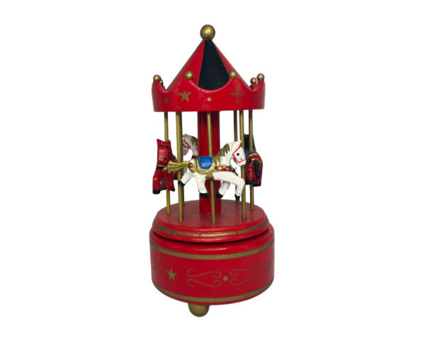 Red and Black Handmade Mini Carousel - Image 3