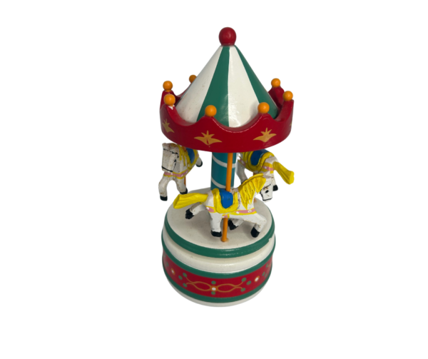 Red and Green Handmade Mini Carousel - Image 3