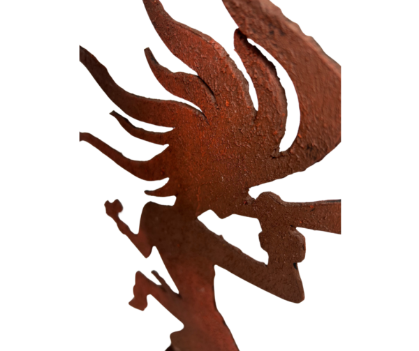 Metal Cutout Dancer with Bouncing Ring Base - Tribal Textured Design - Image 3