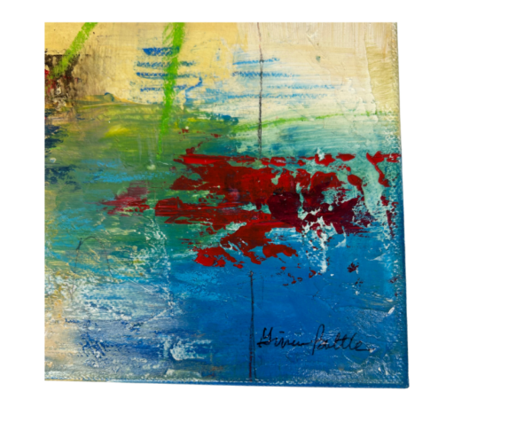 Abstract Color Multimedia Painting by Local Artist Gina Battle (Signed) - Image 4