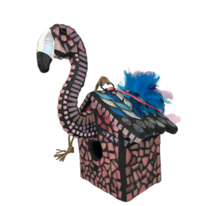 Mosaic Flamingo Birdhouse