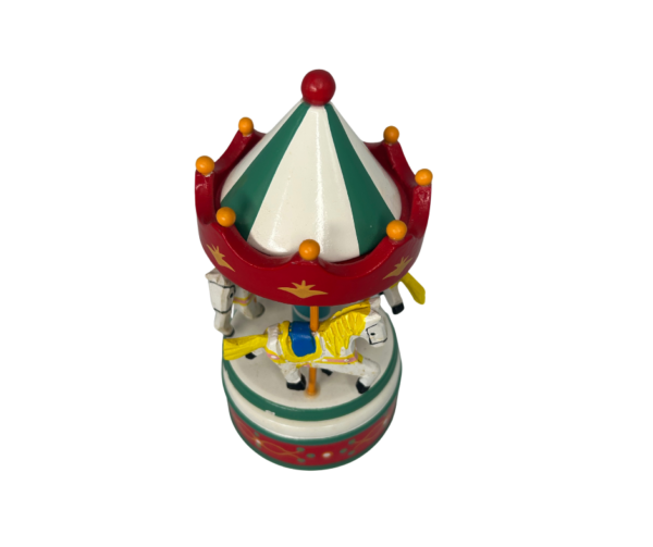 Red and Green Handmade Mini Carousel - Image 4