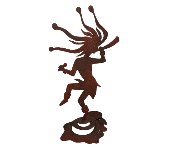 Metal Cutout Dancer with Bouncing Ring Base - Tribal Textured Design - Image 4