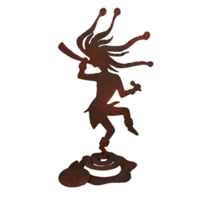 Metal Cutout Dancer with Bouncing Ring Base - Tribal Textured Design