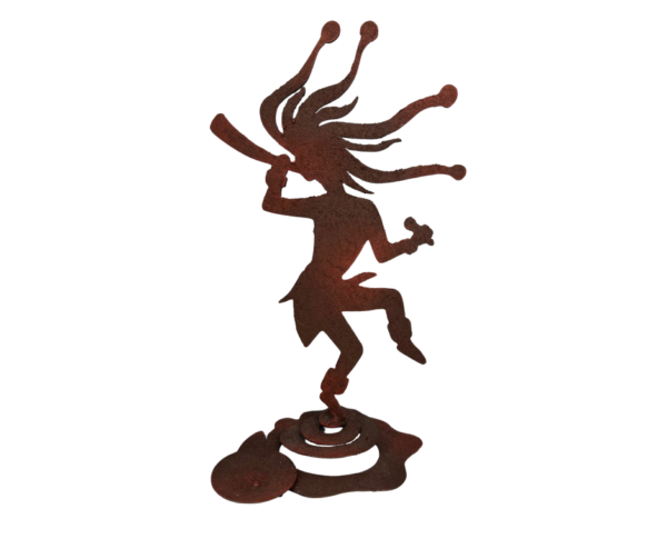 Metal Cutout Dancer with Bouncing Ring Base - Tribal Textured Design
