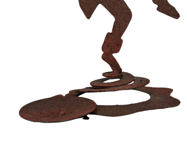 Metal Cutout Dancer with Bouncing Ring Base - Tribal Textured Design - Image 6