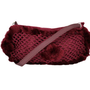 St Tropaz Brand Burgundy Crochet Handbag