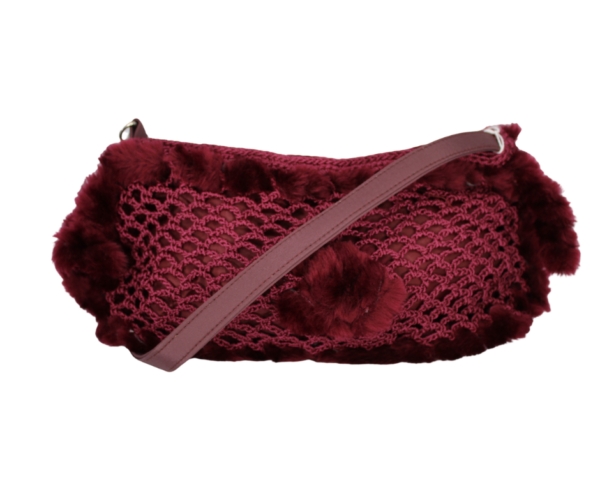 St Tropaz Brand Burgundy Crochet Handbag