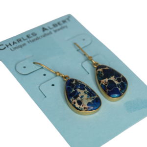 Charles Albert Blue Jasper Pendant Earrings – 925 Silver