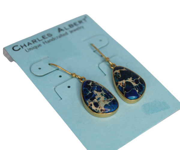 Charles Albert Blue Jasper Pendant Earrings – 925 Silver