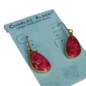 Charles Albert Pink Jasper Pendant Earrings – 925 Silver