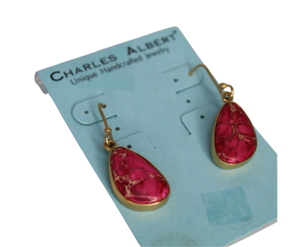 Charles Albert Pink Jasper Pendant Earrings – 925 Silver