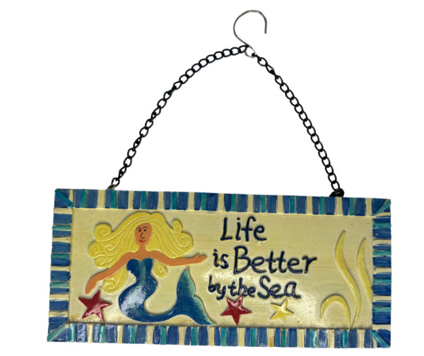 “Life Is Better by the Sea” Hanging Tile Sign