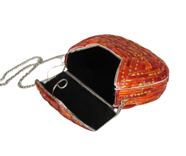 Orange-Red Recycled Bangle Bracelets Purse - Image 3