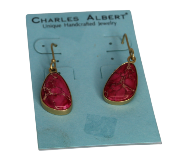 Charles Albert Pink Jasper Pendant Earrings – 925 Silver - Image 3