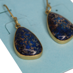 Charles Albert Blue Jasper Pendant Earrings – 925 Silver