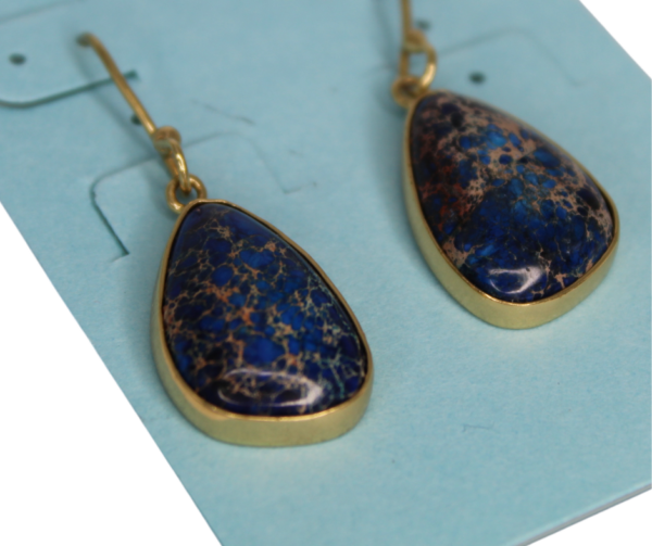 Charles Albert Blue Jasper Pendant Earrings – 925 Silver