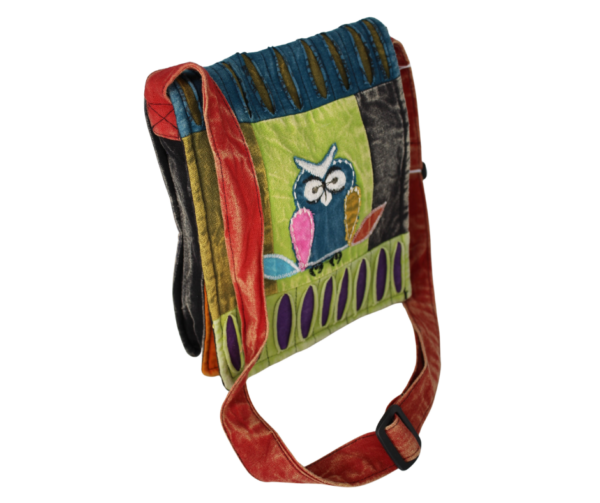 Patchwork Owl Crossbody Purse from Nepal - Image 4