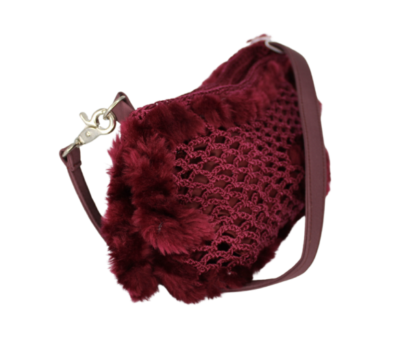 St Tropaz Brand Burgundy Crochet Handbag - Image 4