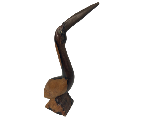 Carved Wooden Bird with Upturned Beak - Image 4